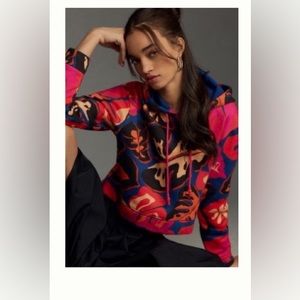 Farm Rio x Anthropologie Printed Cropped Hooded Sweatshirt